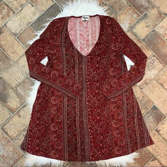 [Show Me Your MuMu] Red LongSleeve Boho Dress / Tunic - Size XS - Picture 1 of 4
